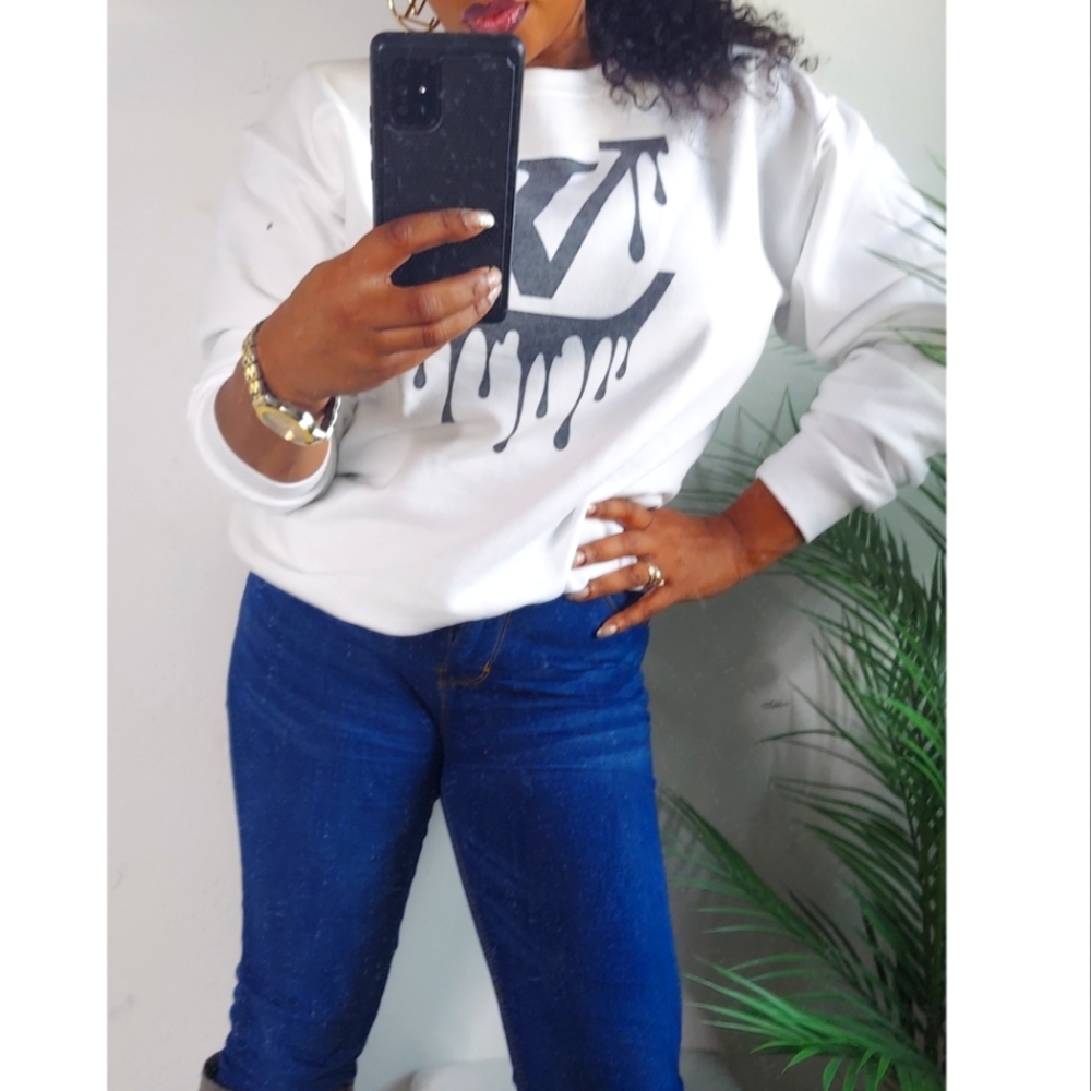 Dripping letters novelty casual sweat shirt